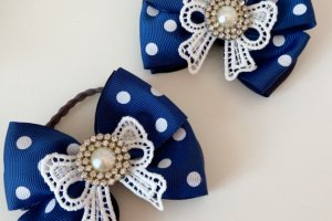 Школьные бантики на резинке синие 8 - Описание