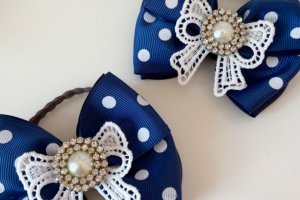 Школьные бантики на резинке синие 8 - Описание