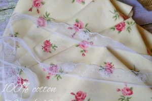 Тканина бавовна Шеббі трояндочки і білий горошок