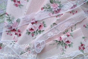 Тканина бавовна для рукоділля шебби квіточки на пудровий смузі