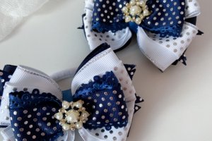 Школьные бантики на резинке пышные синие 5