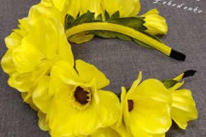 Обруч для волос с желтыми ромашками - Описание