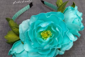 Обруч для волосся з ментоловими півоніями - ІНШІ РОБОТИ