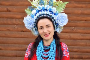 Голубовато белый венок, этно венок, большой венчик, фотосессия - Описание