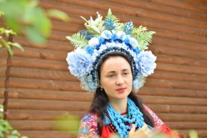 Голубовато белый венок, этно венок, большой венчик, фотосессия - Описание