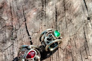 Серьги-каффы ручной работы. Серебро, цирконы. - Описание