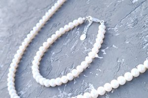 Весільний чи святковий комплект  з натуральних перлів № 338 - Опис
