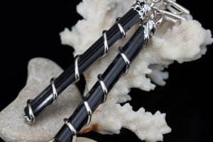 Серьги классические: "Грация" (черный турмалин) 87/55 - Описание