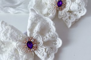 Мереживні бантики для школи кремовий - Опис