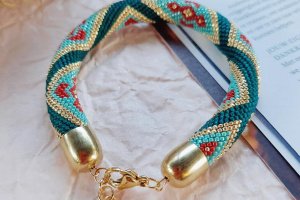 Браслет из японского бисера Этника бирюза - Описание