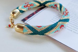 Браслет из японского бисера Этника бирюза - Описание
