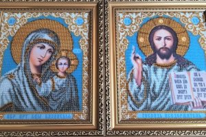 Работа ИКОНА "ПОДВЕНЕЧНОЕ ПАРА! ВЫШИТАЯ БИСЕРОМ, РУЧНАЯ РАБОТА-4