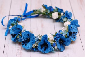 Вінок віночок з волошками під вишиванку - Опис
