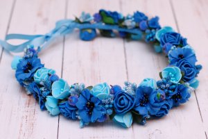 Вінок віночок з волошками під вишиванку блакитно-синій - Опис