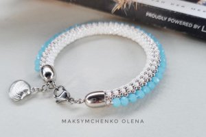 Браслет "Blue ice 'с японского бисера - Описание