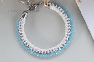 Браслет "Blue ice 'с японского бисера - Описание