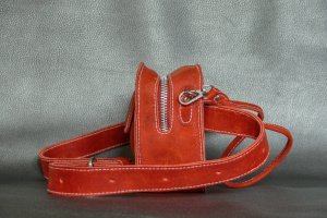Женская красная кожаная сумка ручной работы - Описание