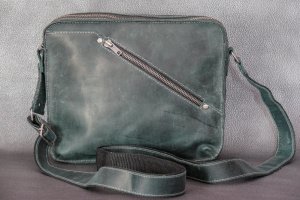 Мужская зеленая кожаная сумка ручной работы - ДРУГИЕ РАБОТЫ