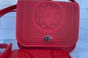 Червона шкіряна сумка+шкіряний гаманець, ідея подарунка - Опис
