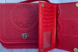 Червона шкіряна сумка+шкіряний гаманець, ідея подарунка - Опис