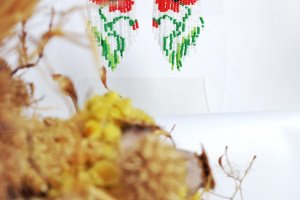 Довгі сережки в стилі бохо, мак - Опис