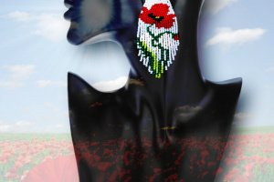 Довгі сережки в стилі бохо, мак - Опис
