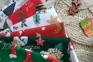 Набор французского новогоднего хлопка 6шт.