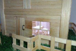 Сельской домик - светильник из деревянных палочек - Описание