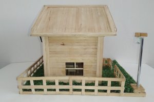 Сельской домик - светильник из деревянных палочек - Описание