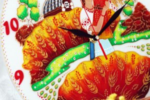Вітражний настінний годинник Жнива - Опис