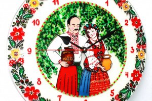 Вітражний настінний годинник Мед і молоко