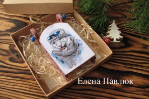 Новогодняя игрушка- саночки "Тигрик" , новогодний сувенир - Описание