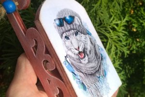 Новогодняя игрушка- саночки "Тигрик" , новогодний сувенир - Описание