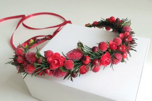 Новорічний віночок  з ялинкою "Ягідка" - Опис