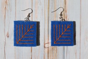 Вышитые серьги "Рыжики" - Описание