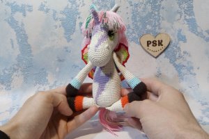 Единорог вязаная крючком мягкая игрушка с крыльями бабочки 7