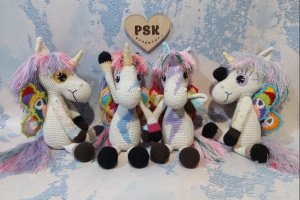Единорог вязаная крючком мягкая игрушка с крыльями бабочки 7 - Описание
