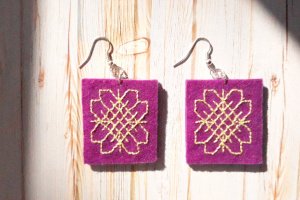 Вишиті сережки "Квіти життя" - Опис