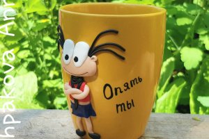 Чашка с декором ручной работы Масяня подарок подруге - Описание