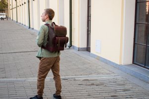 Кожаный городской рюкзак, Спортивный мужской рюкзак  - Описание