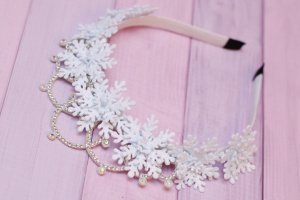 Обруч со снежинками и короной для образа снежная королева
