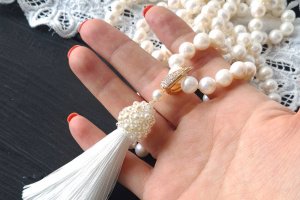 Довге намисто з натуральних перлів довжина на замовлення - Опис