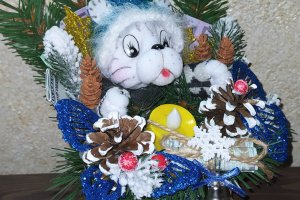 НОВОГОДНЯЯ КОМПОЗИЦИЯ ТИГР СО СВЕЧЬЮ. СИМВОЛ 2022 ГОДА. (03) - Описание