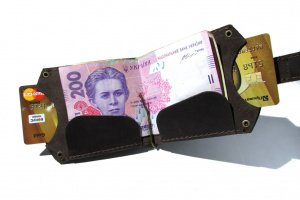 Шкіряний затискач для грошей з відділом для дрібниці. Відеоогляд. - Опис