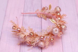 Новорічний обруч обідок у кольорі рожеве золото. - Опис