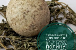 Твердый шампунь <<С экстрактом полыни и голубой глиной >>