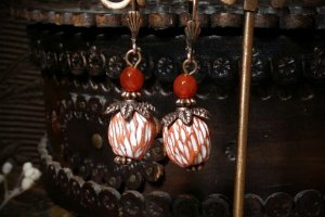 Сережки з керамікою та сердоліком