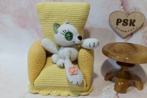 Кот ручной работы, маленькая мягкая кошка вязаная крючком 1