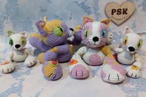 Кот ручной работы, маленькая мягкая кошка вязаная крючком. - Описание