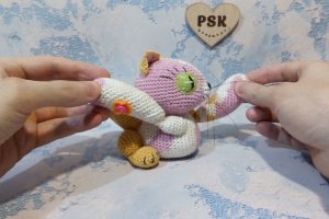 Кот ручной работы, маленькая мягкая кошка вязаная крючком. - Описание
